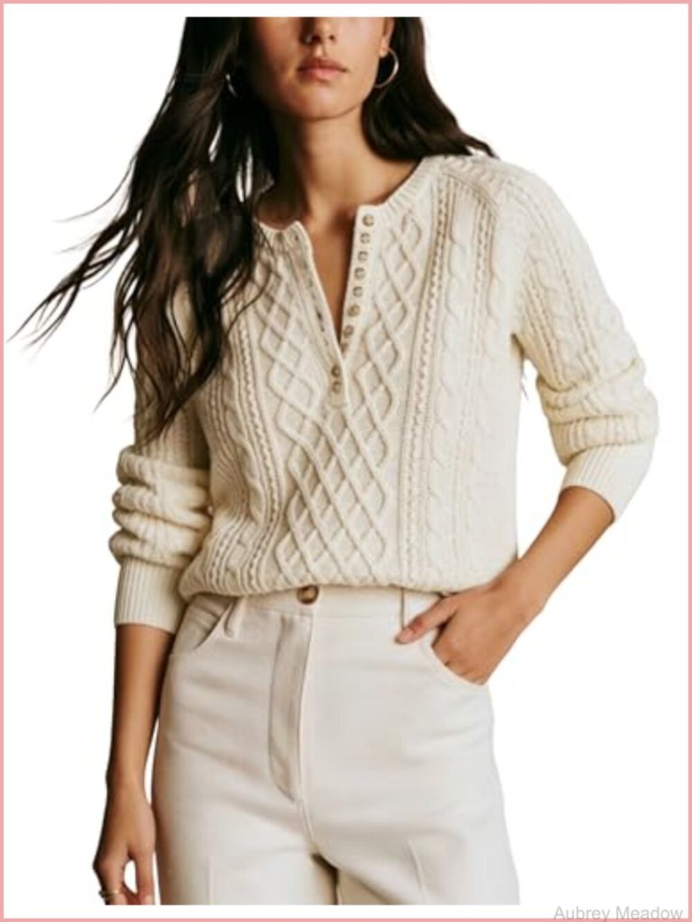 Ribbed Knit Button Up Cropped Sweater Long Sleeve Casual Pullover Top